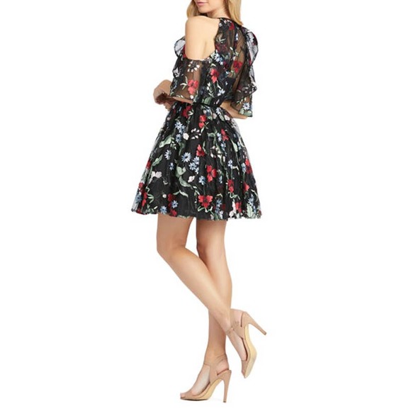 Mac Duggal Floral Cold Shoulder Fit-&-Flare Dress - Picture 2 of 11